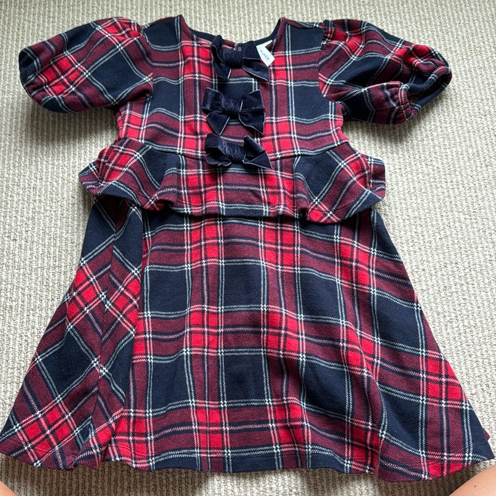 Janie and jack Christmas plaid dress, size 5, EUC